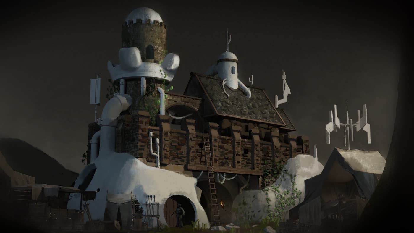 3D house render with mist